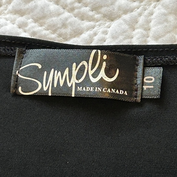 Sympli Nu Focus Asymmetric Hem Cut Out Shoulder 3/4 Sleeve Tunic Size 10 Black - Picture 10 of 17